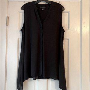 Alfani Size 16 Black Sleeveless Button Down Blouse